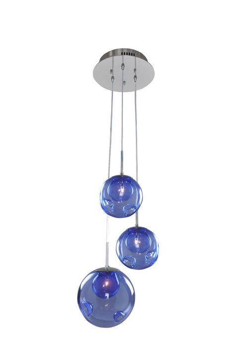 Kalco 309540CH/SAPPH Three Light Pendant, Chrome