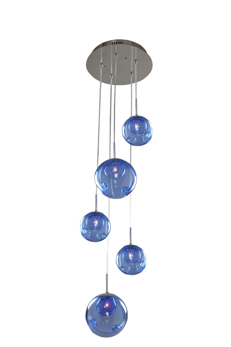 Kalco 309541CH/SAPPH Five Light Pendant, Chrome