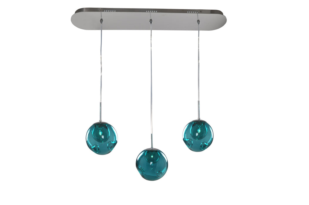 Kalco 309542CH/AQUA Three Light Island Pendant, Chrome