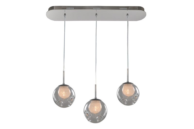 Kalco 309542CH/CLEAR Three Light Island Pendant, Chrome