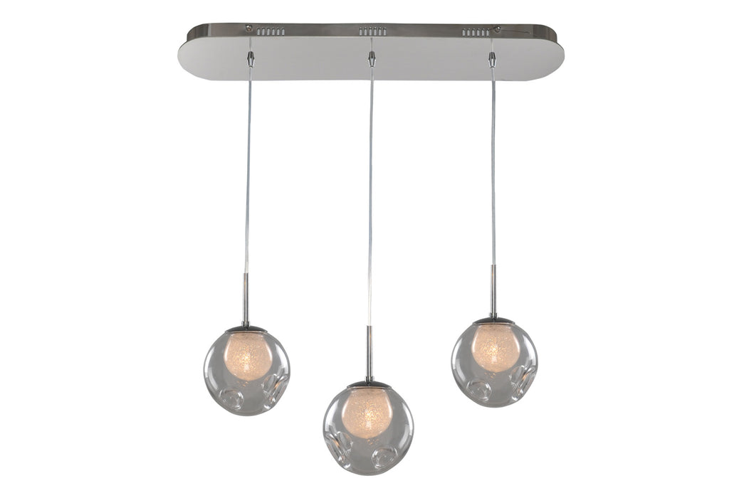 Kalco 309542CH/CLEAR Three Light Island Pendant, Chrome