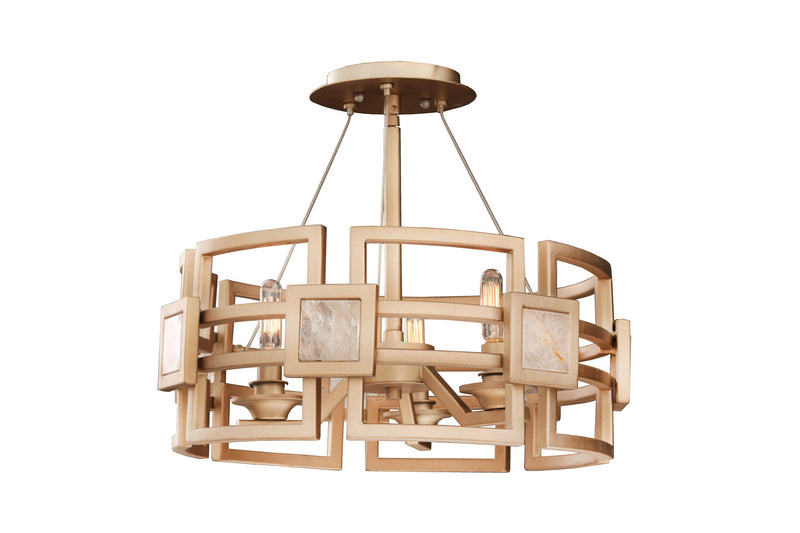 Kalco 500640MG Three Light Semi Flush Mount, Modern Gold