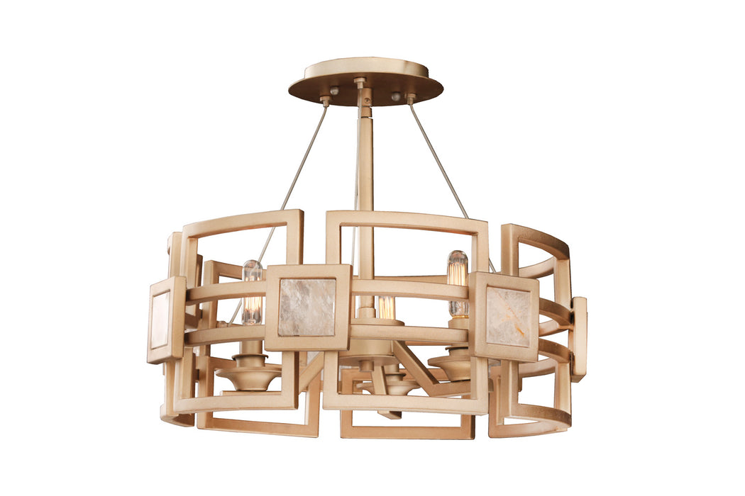 Kalco 500640MG Three Light Semi Flush Mount, Modern Gold