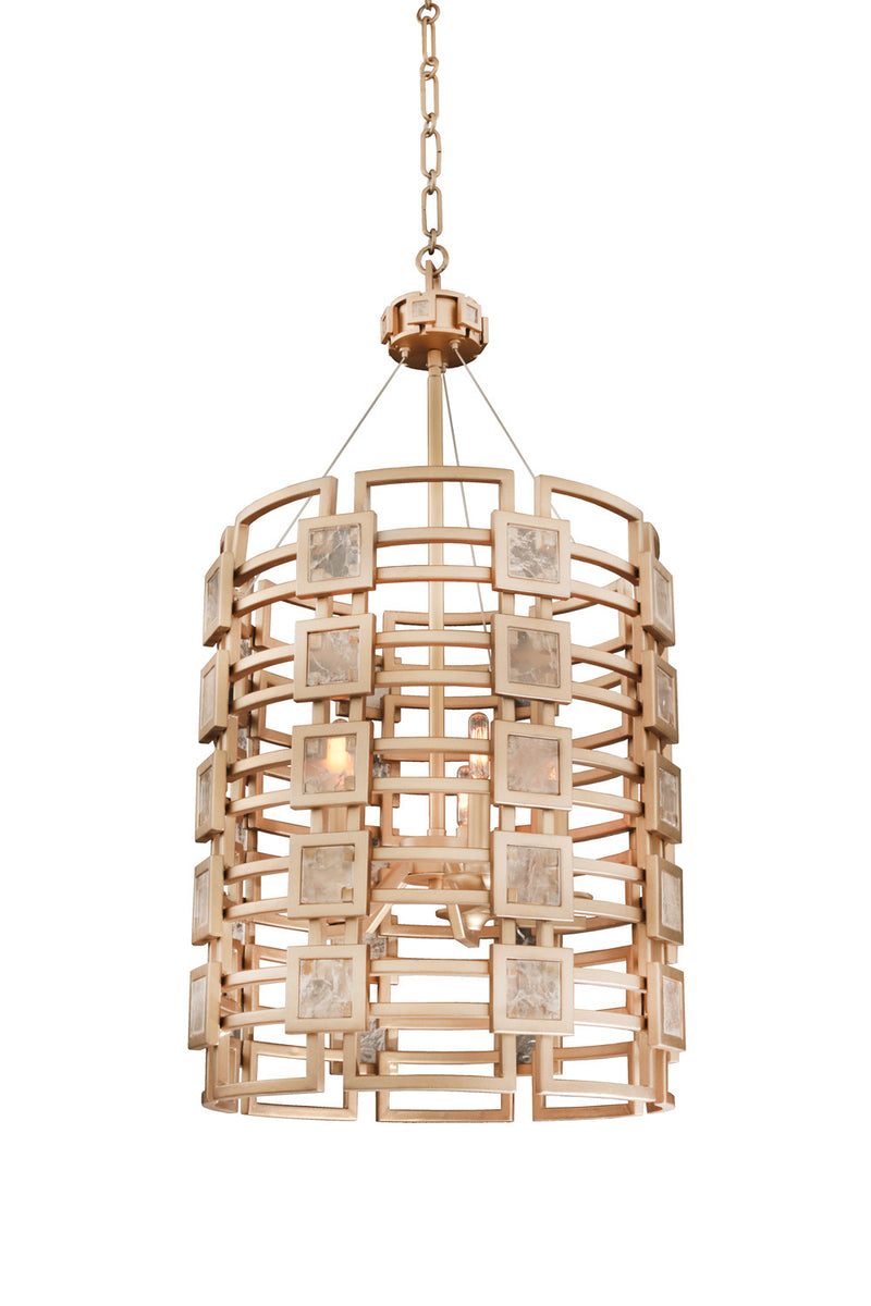 Kalco 500650MG Five Light Foyer Pendant, Modern Gold