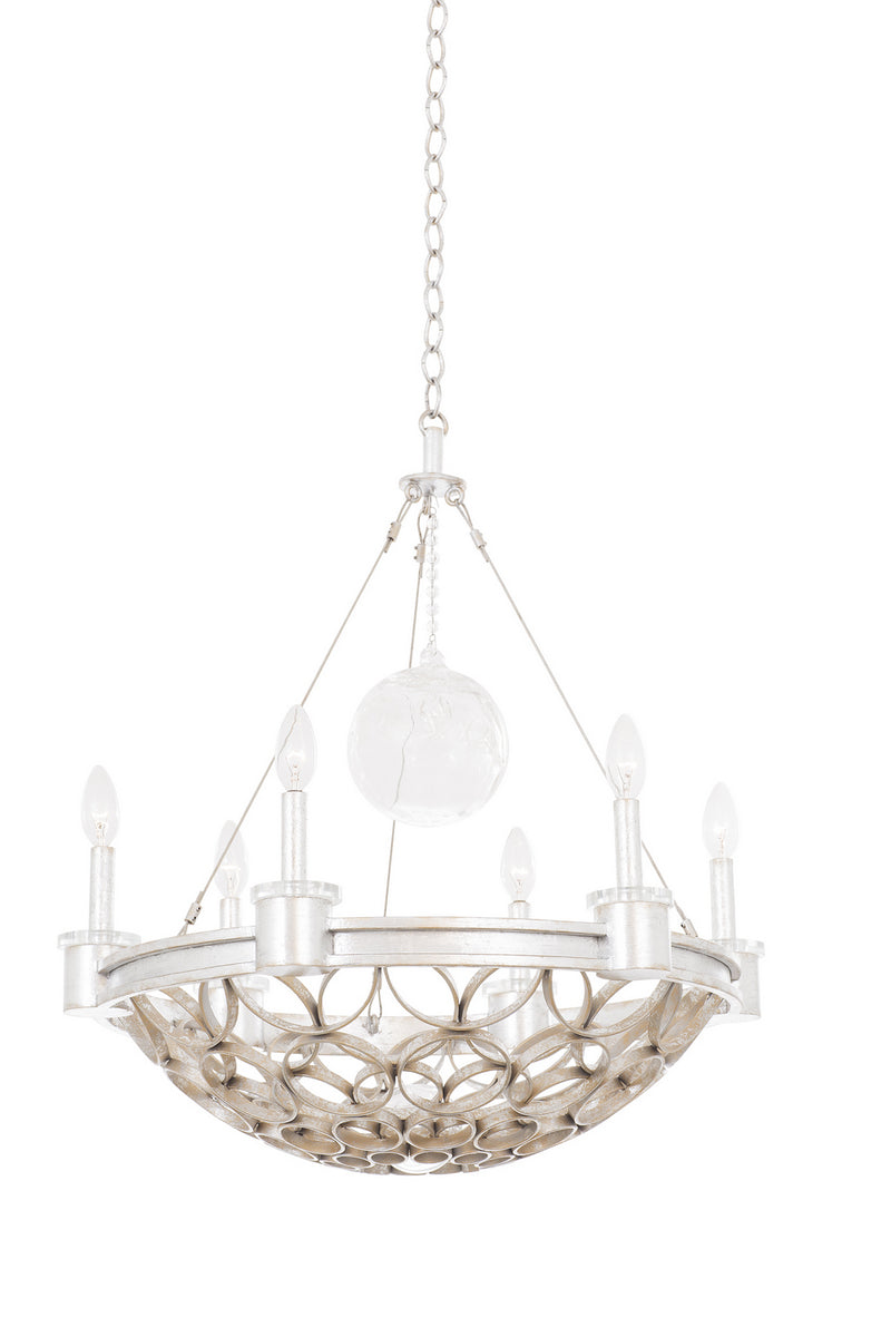 Kalco 501770GSL Six Light Chandelier, Gold Silver Leaf