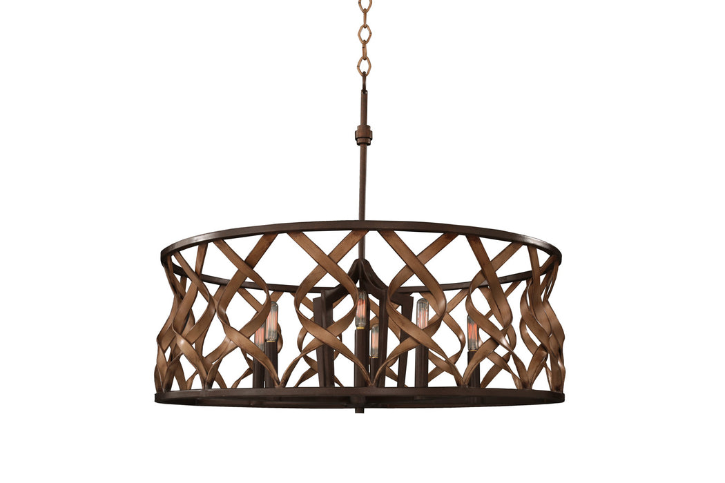 Kalco 501853MC Six Light Pendant, Milk Chocolate
