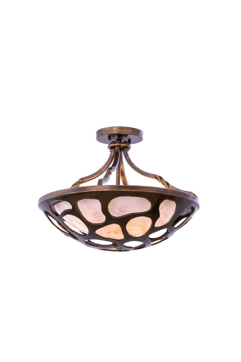 Kalco 501951CP Three Light Semi Flush Mount, Copper Patina