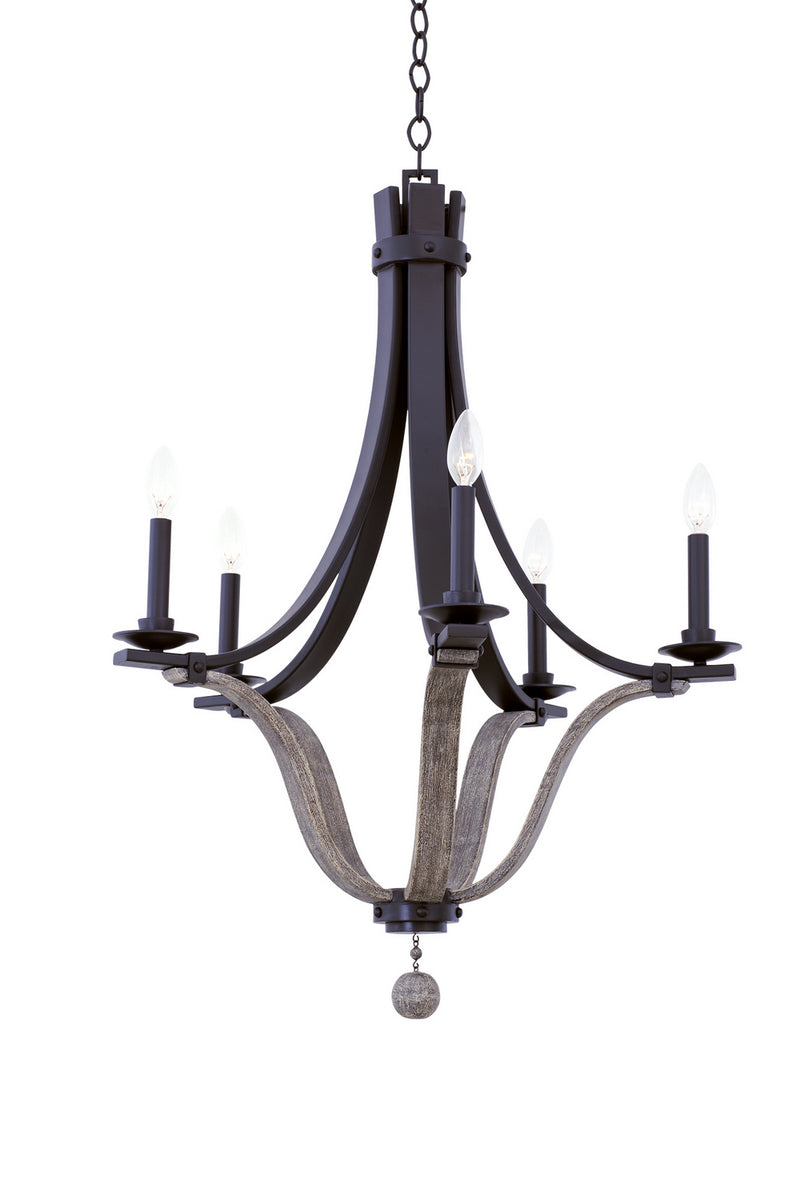 Kalco 502570SZ Five Light Chandelier, Satin Bronze