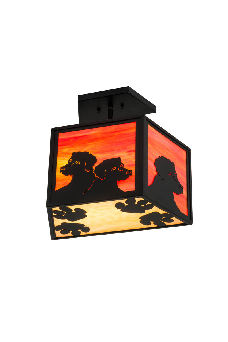 Meyda Tiffany 176909 Two Light Flushmount, Black Metal