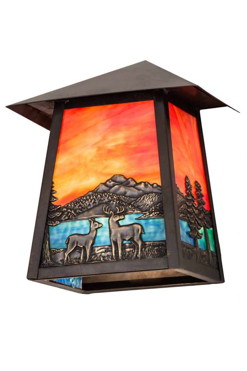 Meyda Tiffany 177672 One Light Wall Sconce, Craftsman Brown W/Highlights