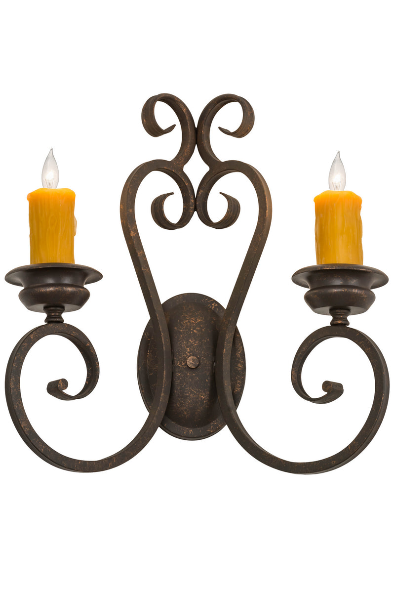 Meyda Tiffany 178723 Two Light Wall Sconce, Antique Brass