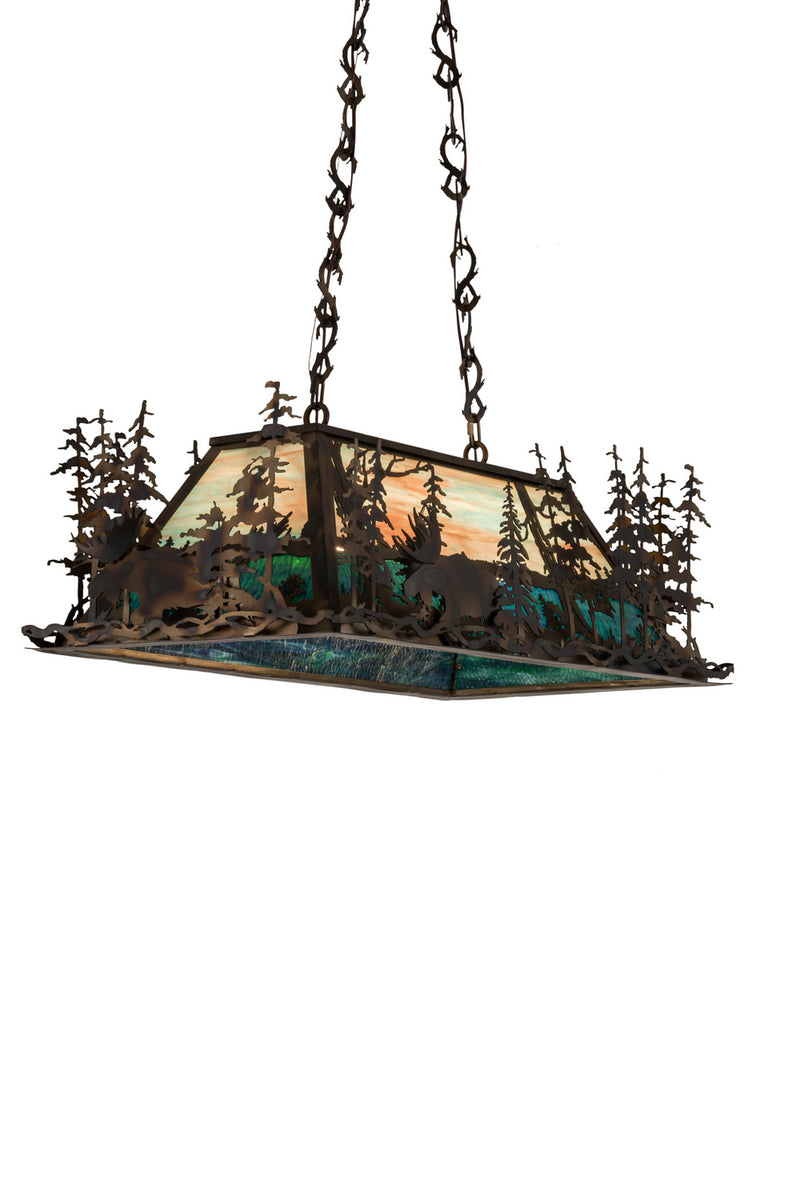 Meyda Tiffany 178862 Six Light Oblong Pendant, Dark Burnished Antique Copper