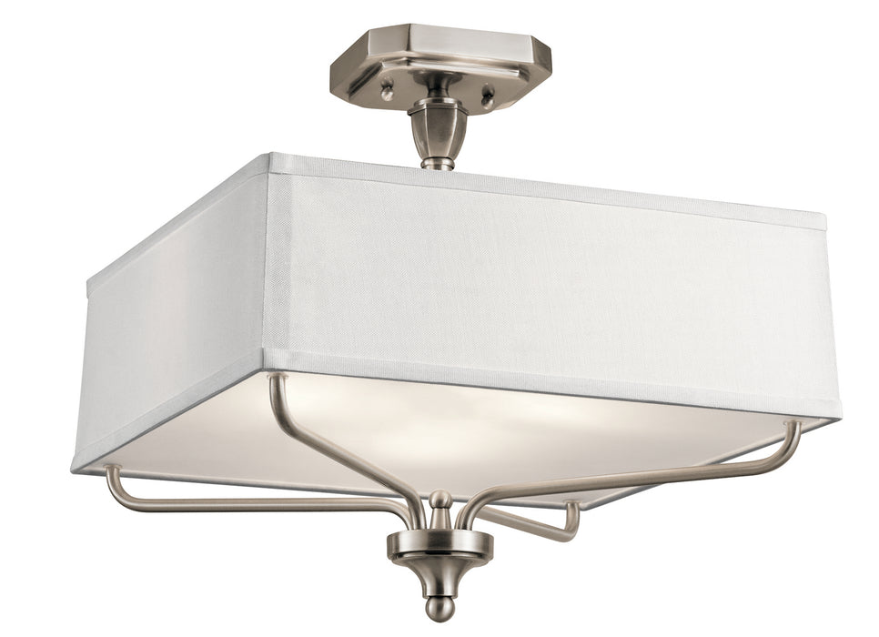 Kichler 43309CLP Three Light Semi Flush Mount, Classic Pewter