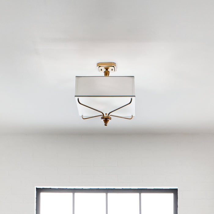 Kichler 43309NBR Three Light Semi Flush Mount, Natural Brass