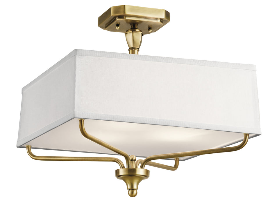 Kichler 43309NBR Three Light Semi Flush Mount, Natural Brass
