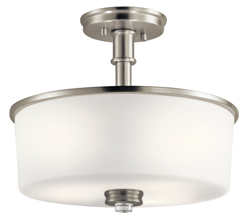 Kichler 43926NI Three Light Semi Flush Mount, Brushed Nickel