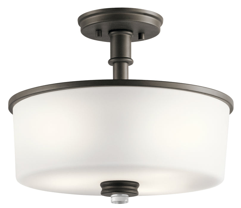 Kichler 43926OZ Three Light Semi Flush Mount, Olde Bronze