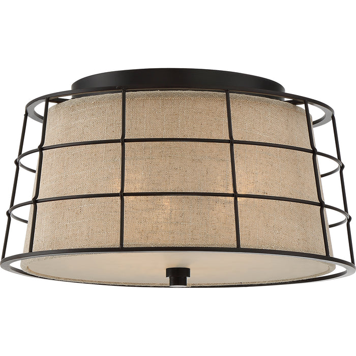 Quoizel LND1616MC Three Light Flush Mount, Mottled Cocoa