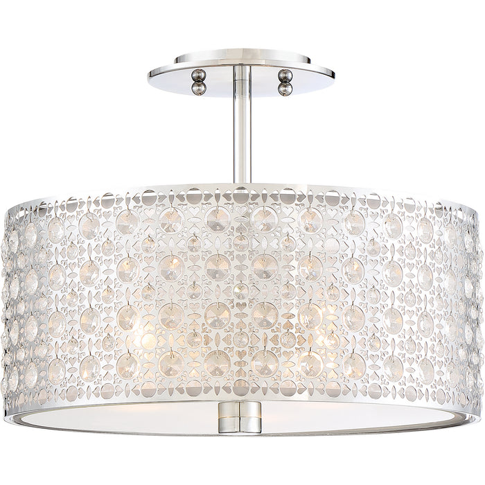 Quoizel PCVY1714C Three Light Semi-Flush Mount, Polished Chrome