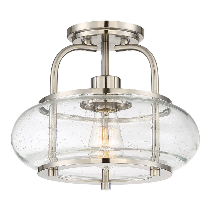 Quoizel TRG1712BN One Light Semi Flush Mount, Brushed Nickel
