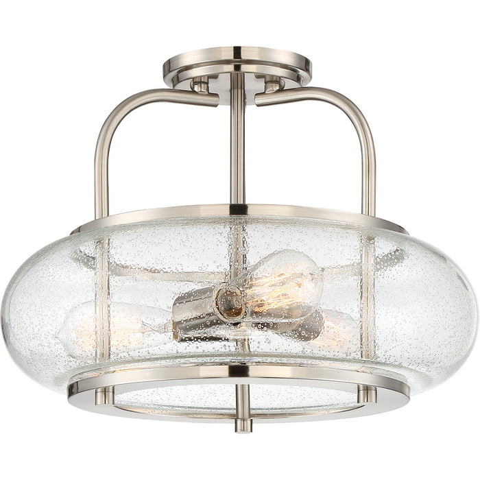 Quoizel TRG1716BN Three Light Semi-Flush Mount, Brushed Nickel
