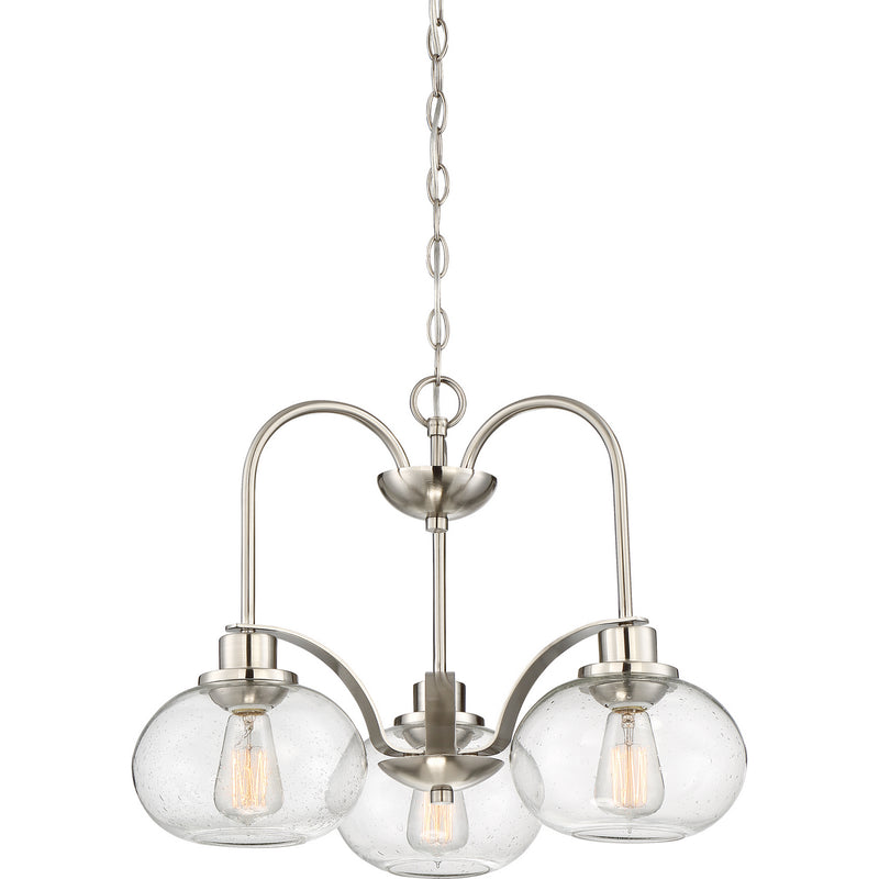 Quoizel TRG5103BN Three Light Chandelier, Brushed Nickel