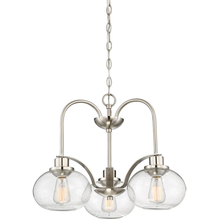 Quoizel TRG5103BN Three Light Chandelier, Brushed Nickel
