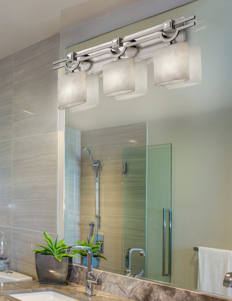 Justice Designs CLD-8503-30-NCKL Three Light Bath Bar, Brushed Nickel