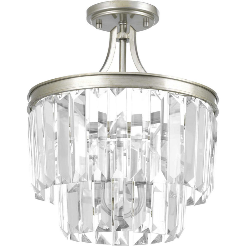 Progress Lighting P2325-134 Three Light Semi-Flush Convertible, Silver Ridge