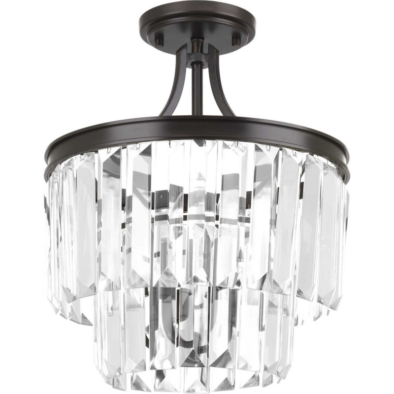 Progress Lighting P2325-20 Three Light Semi-Flush Convertible, Antique Bronze