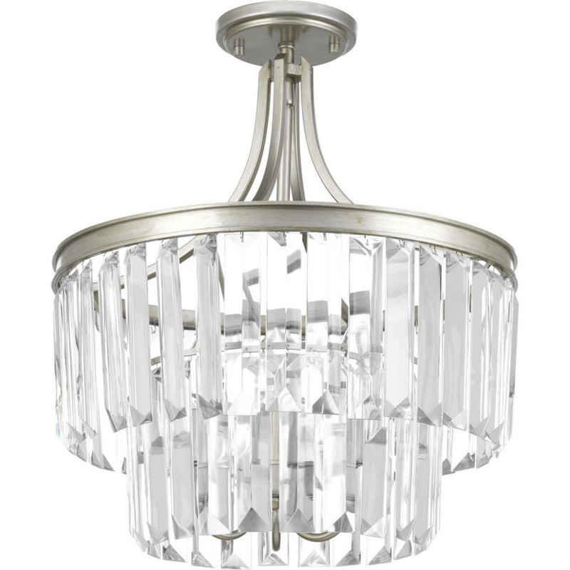 Progress Lighting P2326-134 Three Light Semi-Flush Convertible, Silver Ridge