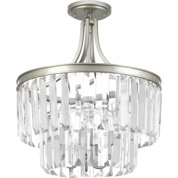 Progress Lighting P2326-134 Three Light Semi-Flush Convertible, Silver Ridge
