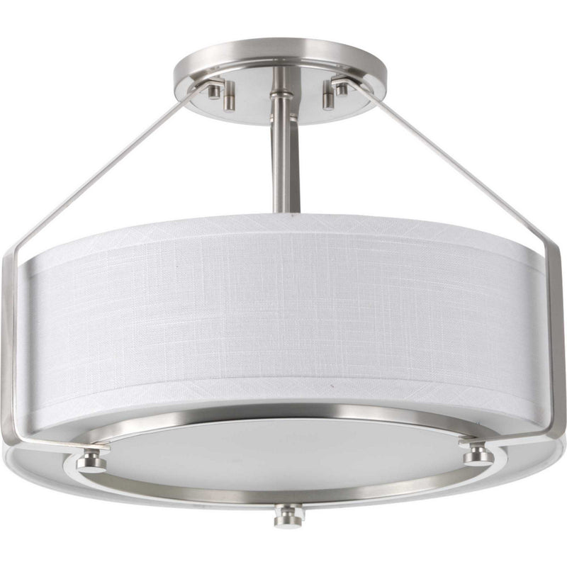 Progress Lighting P3604-09 Three Light Semi-Flush Mount, Brushed Nickel
