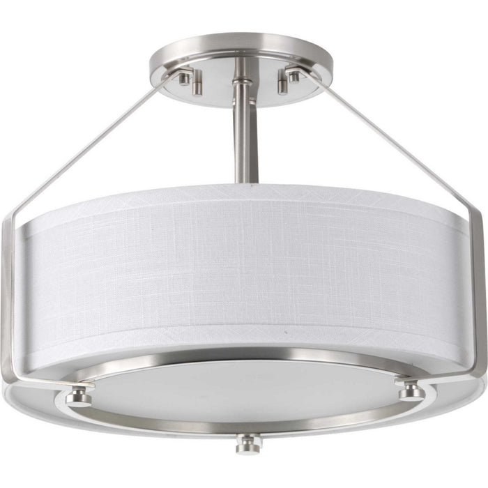 Progress Lighting P3604-09 Three Light Semi-Flush Mount, Brushed Nickel