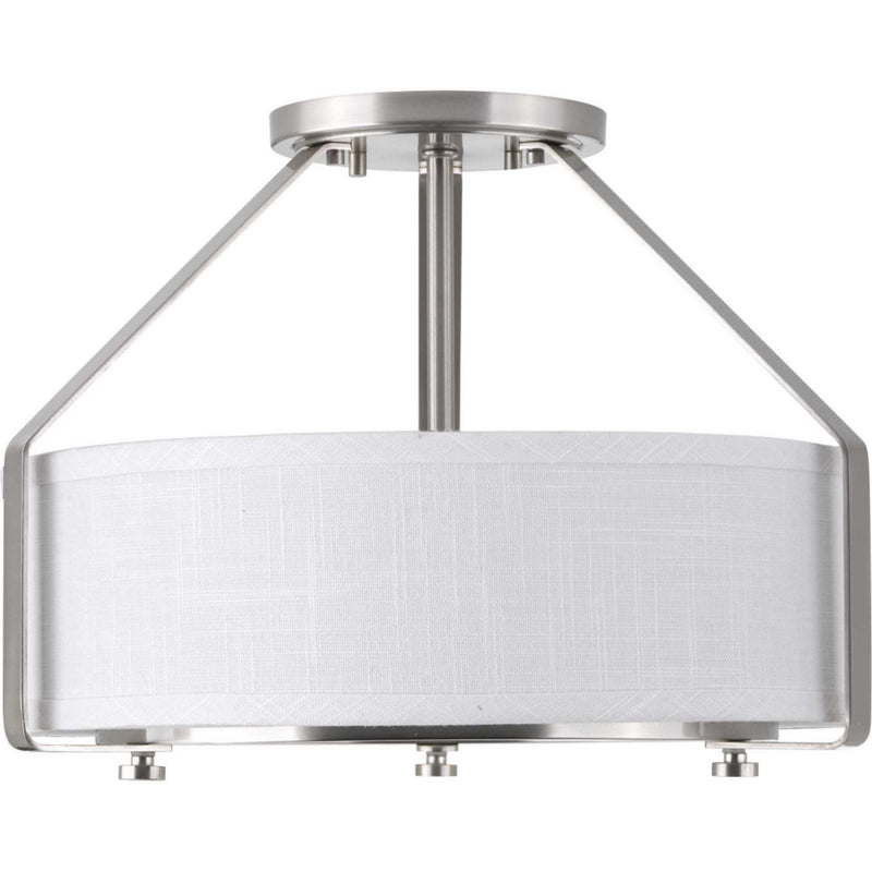 Progress Lighting P3604-09 Three Light Semi-Flush Mount, Brushed Nickel