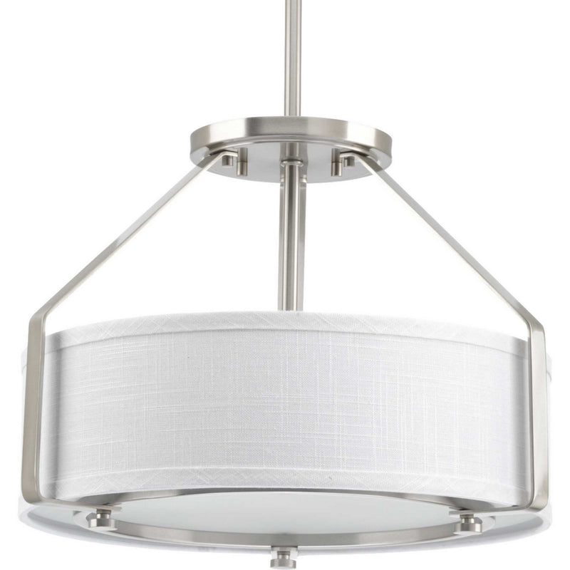 Progress Lighting P3604-09 Three Light Semi-Flush Mount, Brushed Nickel