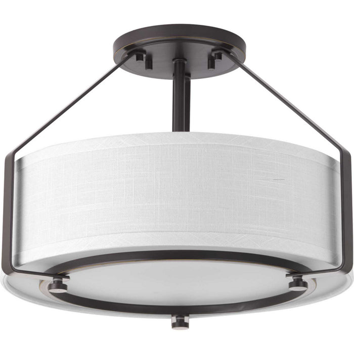 Progress Lighting P3604-20 Three Light Semi-Flush Mount, Antique Bronze