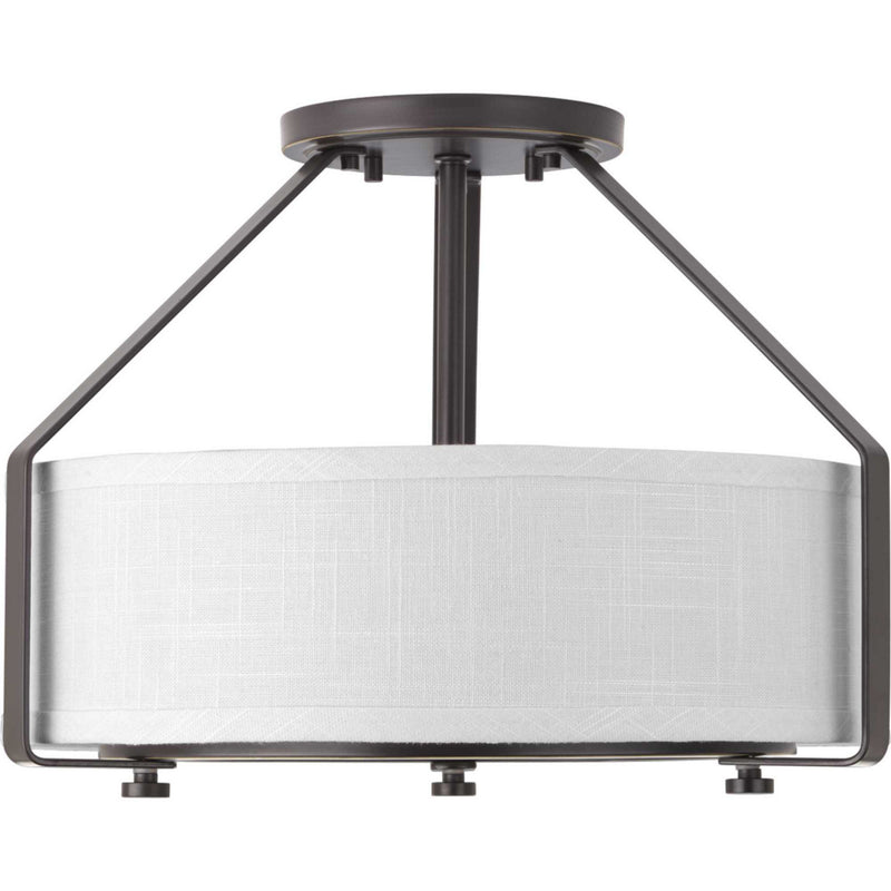 Progress Lighting P3604-20 Three Light Semi-Flush Mount, Antique Bronze