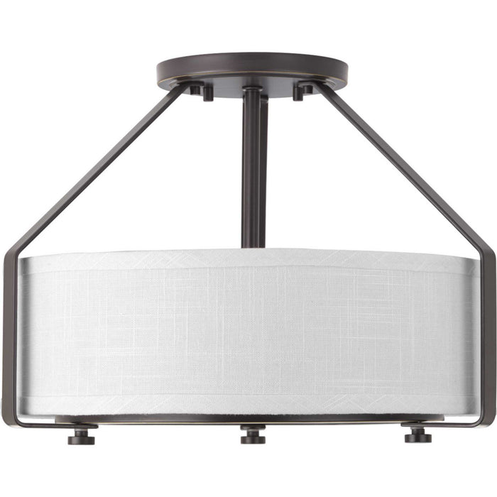 Progress Lighting P3604-20 Three Light Semi-Flush Mount, Antique Bronze