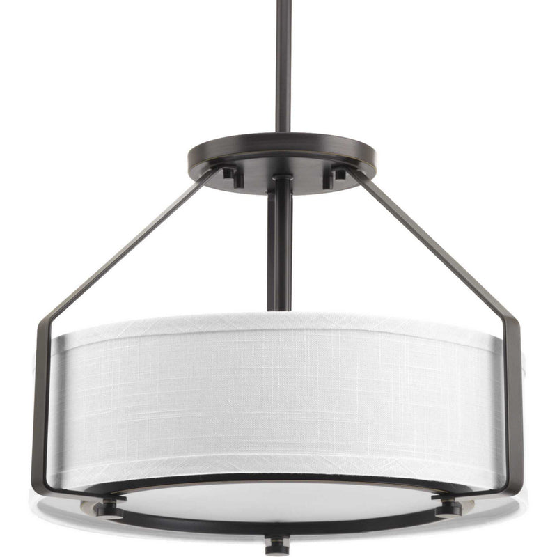 Progress Lighting P3604-20 Three Light Semi-Flush Mount, Antique Bronze