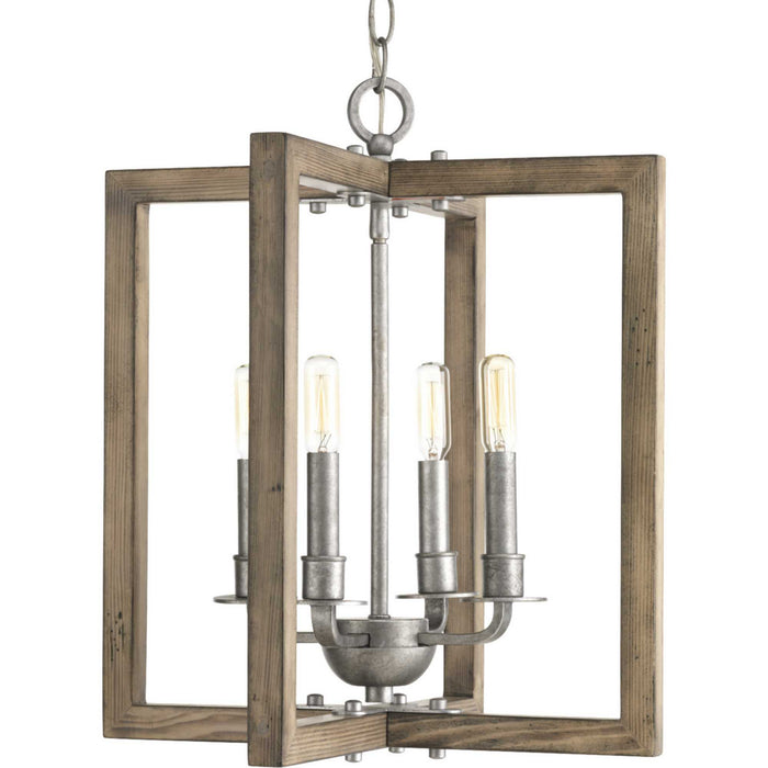 Progress Lighting P4760-141 Four Light Chandelier, Galvanized Finish
