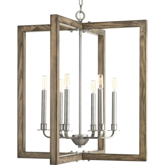 Progress Lighting P4761-141 Six Light Chandelier, Galvanized Finish