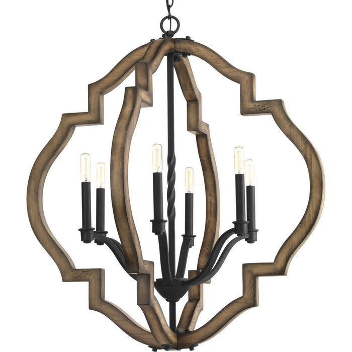 Progress Lighting P4767-71 Six Light Chandelier, Gilded Iron