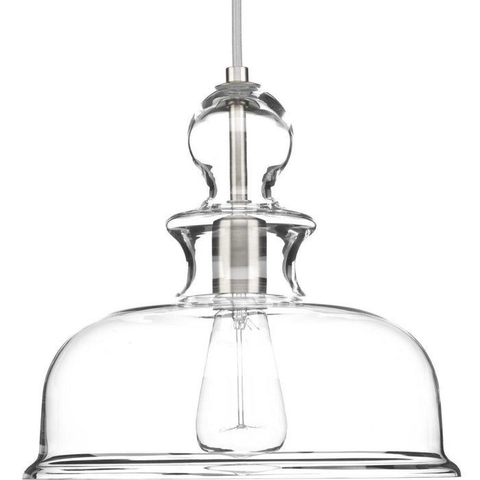 Progress Lighting P5332-09 One Light Pendant, Brushed Nickel