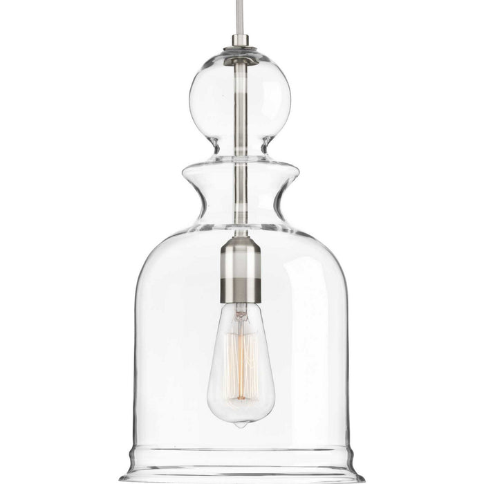 Progress Lighting P5333-09 One Light Pendant, Brushed Nickel