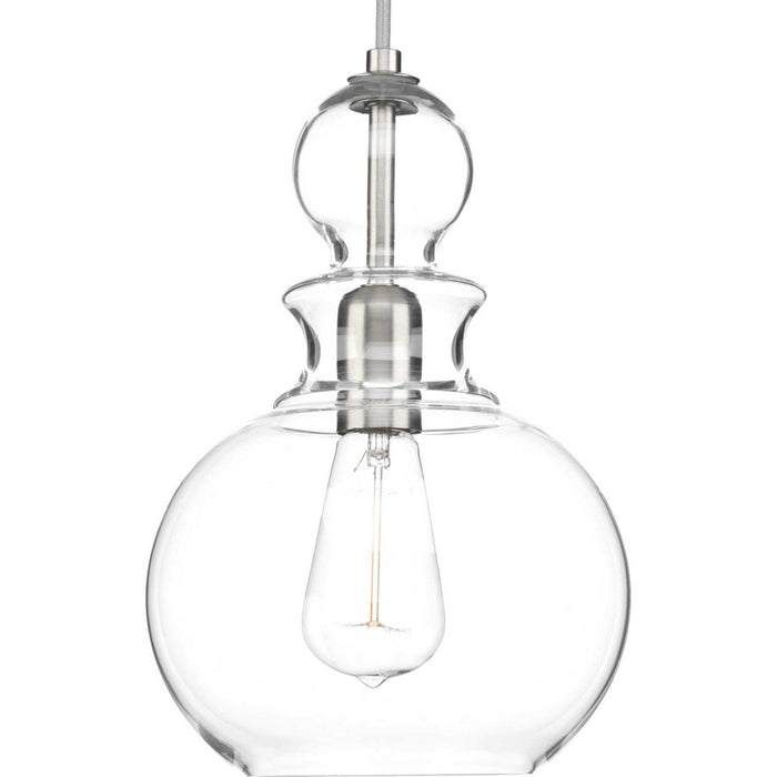 Progress Lighting P5334-09 One Light Pendant, Brushed Nickel