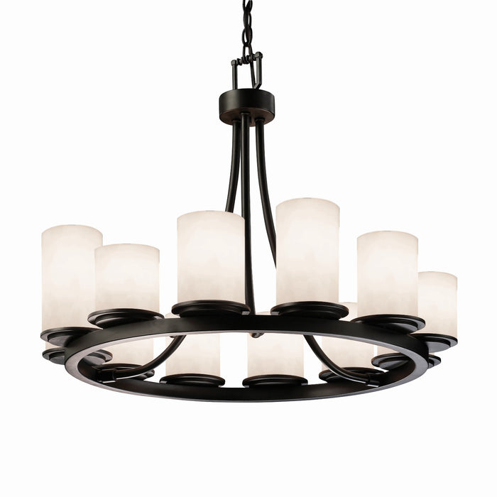 Justice Designs CLD-8768-10-MBLK 12 Light Chandelier, Matte Black