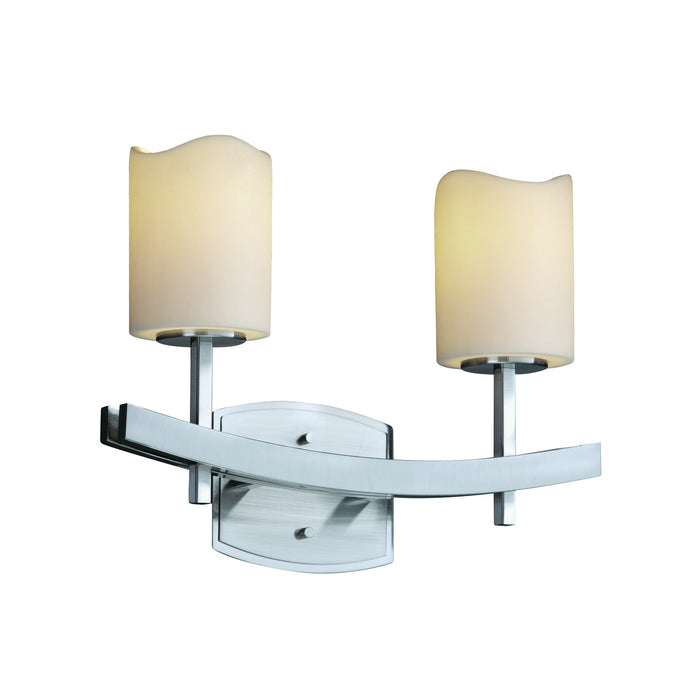 Justice Designs CNDL-8592-14-CREM-NCKL Two Light Bath Bar, Brushed Nickel