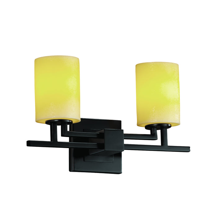 Justice Designs CNDL-8702-10-AMBR-MBLK Two Light Bath Bar, Matte Black