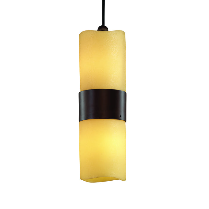 Justice Designs CNDL-8758-10-AMBR-DBRZ Two Light Pendant, Dark Bronze